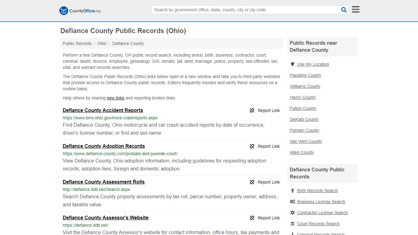 Defiance County Public Records (Ohio) - County Office