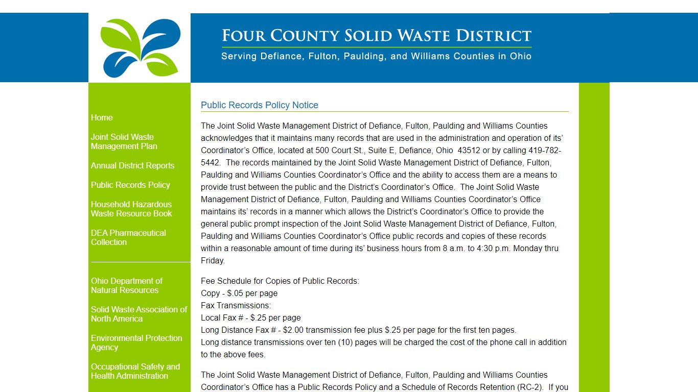 Four County Solid Waste District - Defiance County, Ohio